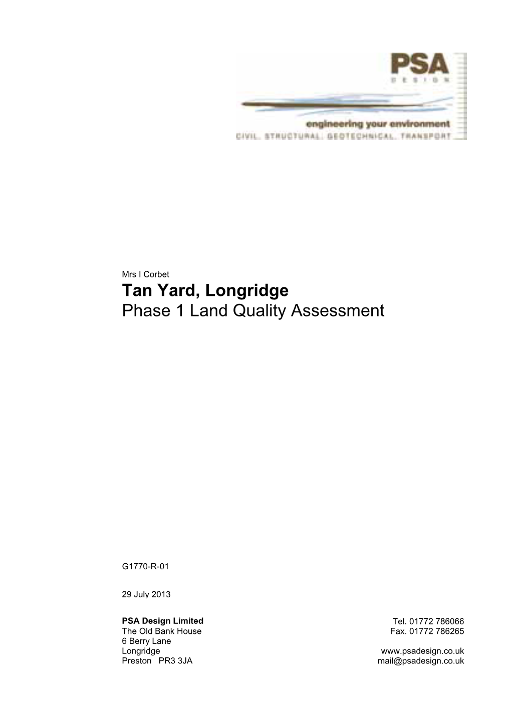 Tan Yard, Longridge Phase 1 Land Quality Assessment