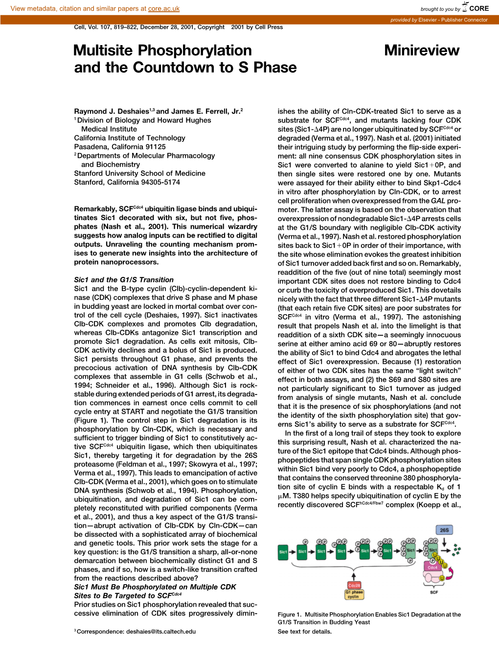 Minireview Multisite Phosphorylation and the Countdown to S Phase