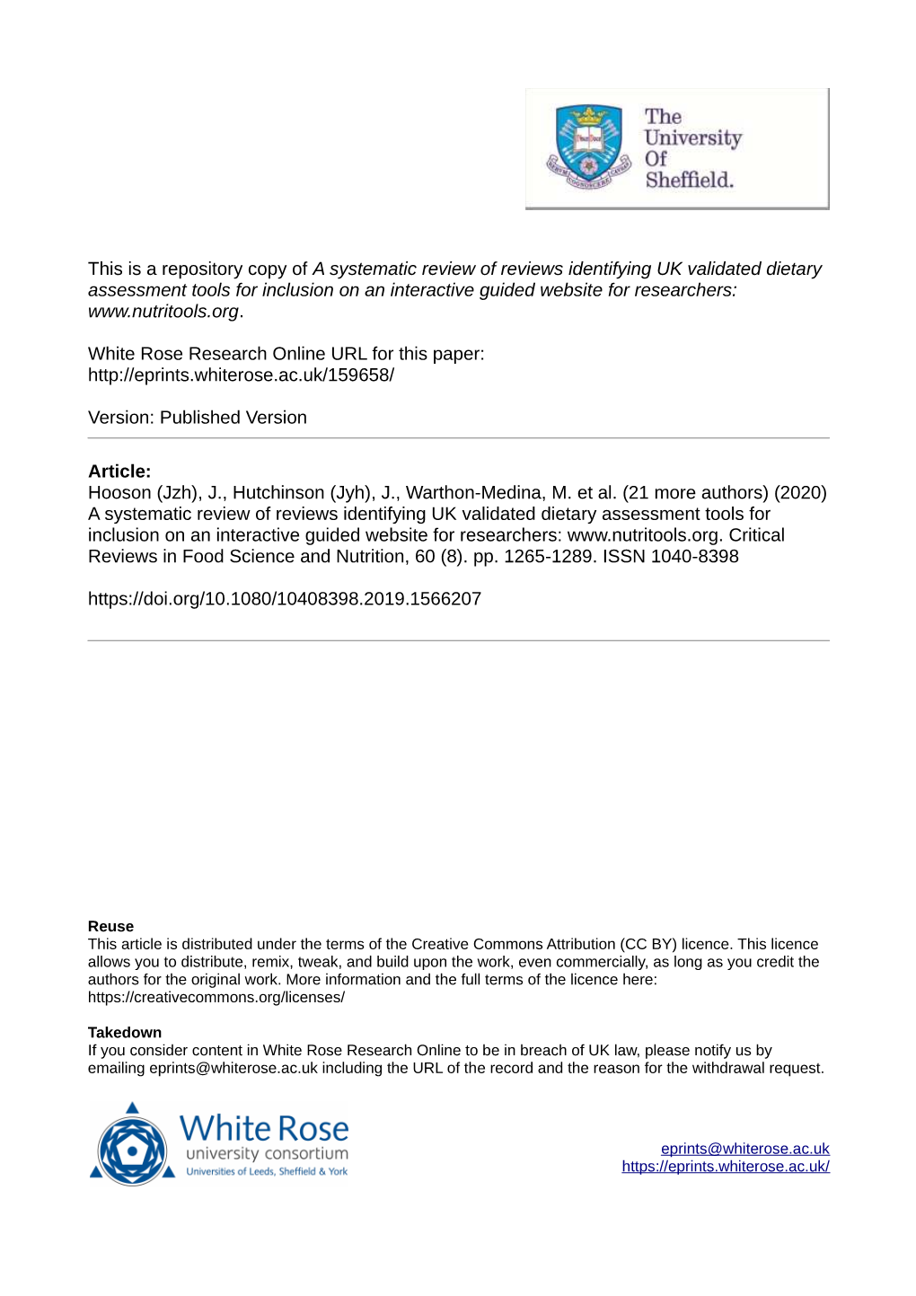 A Systematic Review of Reviews Identifying UK Validated Dietary Assessment Tools for Inclusion on an Interactive Guided Website for Researchers