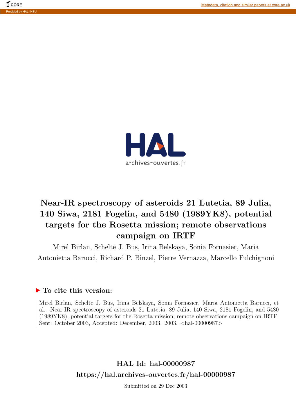 Near-IR Spectroscopy of Asteroids 21 Lutetia, 89 Julia, 140 Siwa