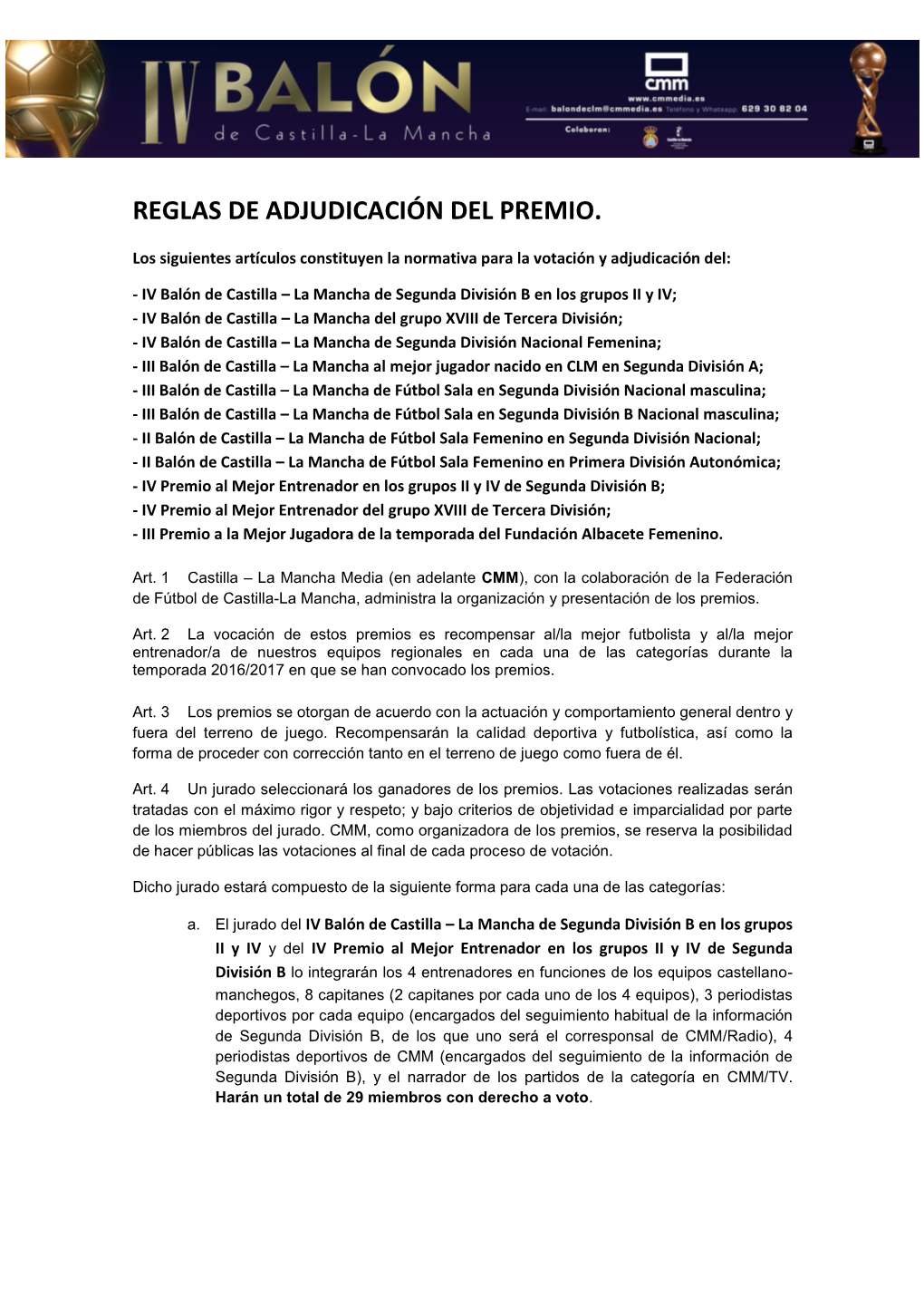 Reglas De Adjudicación Del Premio