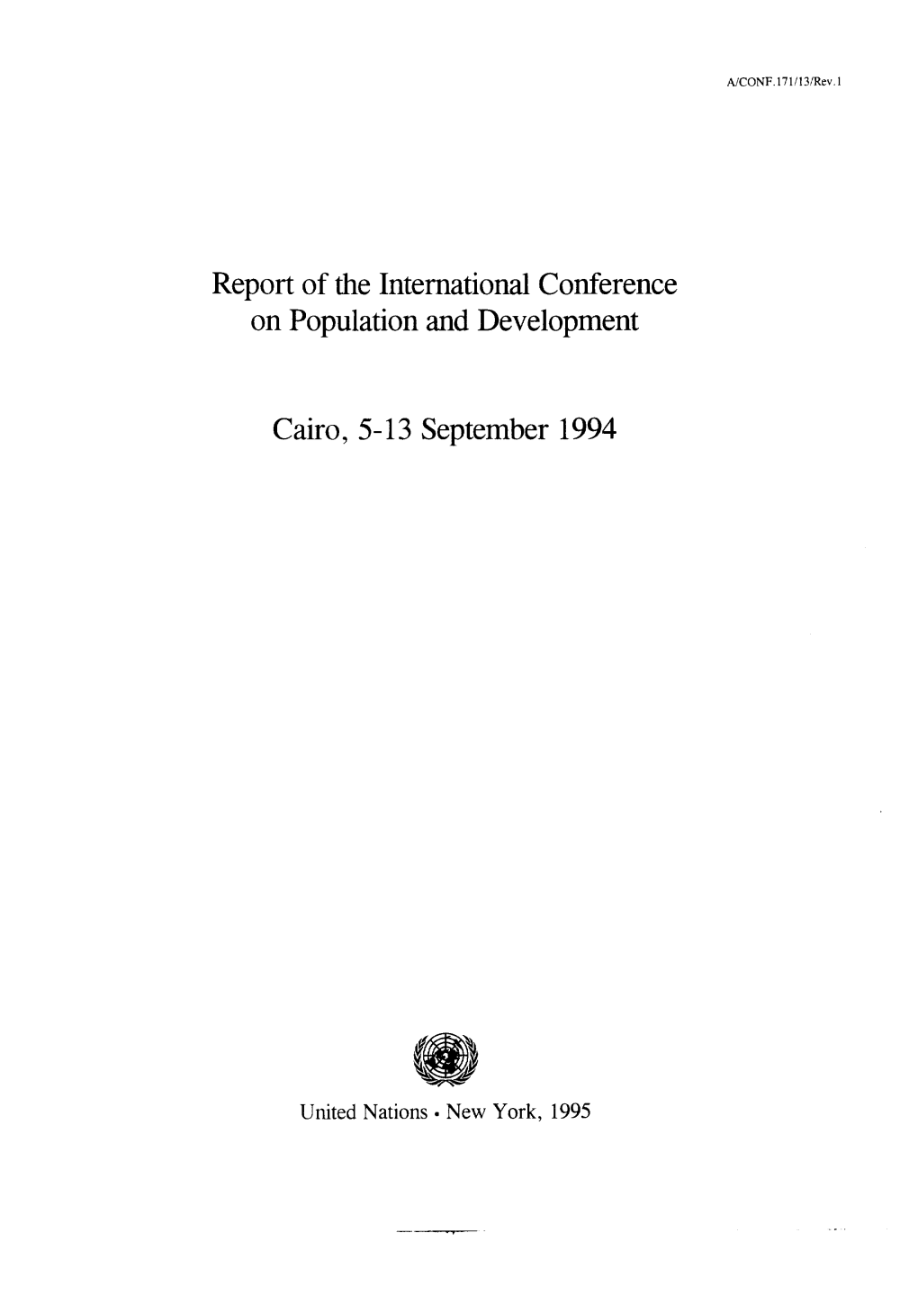 Report of the International Conference on Population and Development