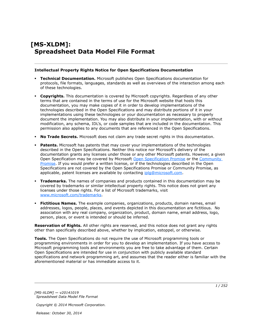 Intellectual Property Rights Notice for Open Specifications Documentation s85