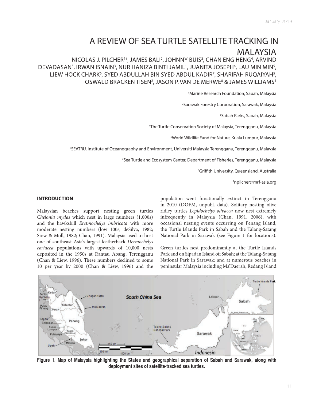 A Review of Sea Turtle Satellite Tracking in Malaysia Nicolas J