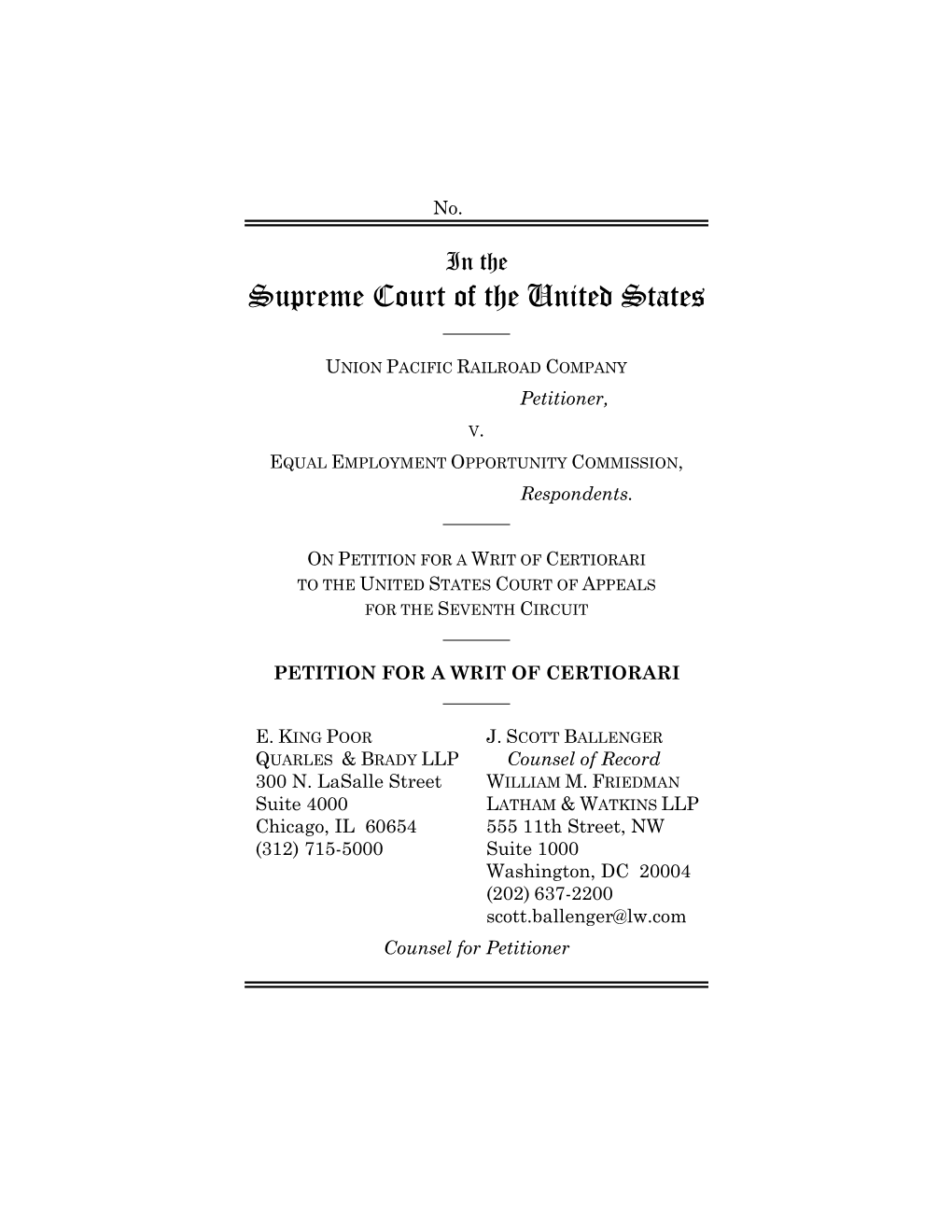 Union Pacific Railroad Co. V. EEOC