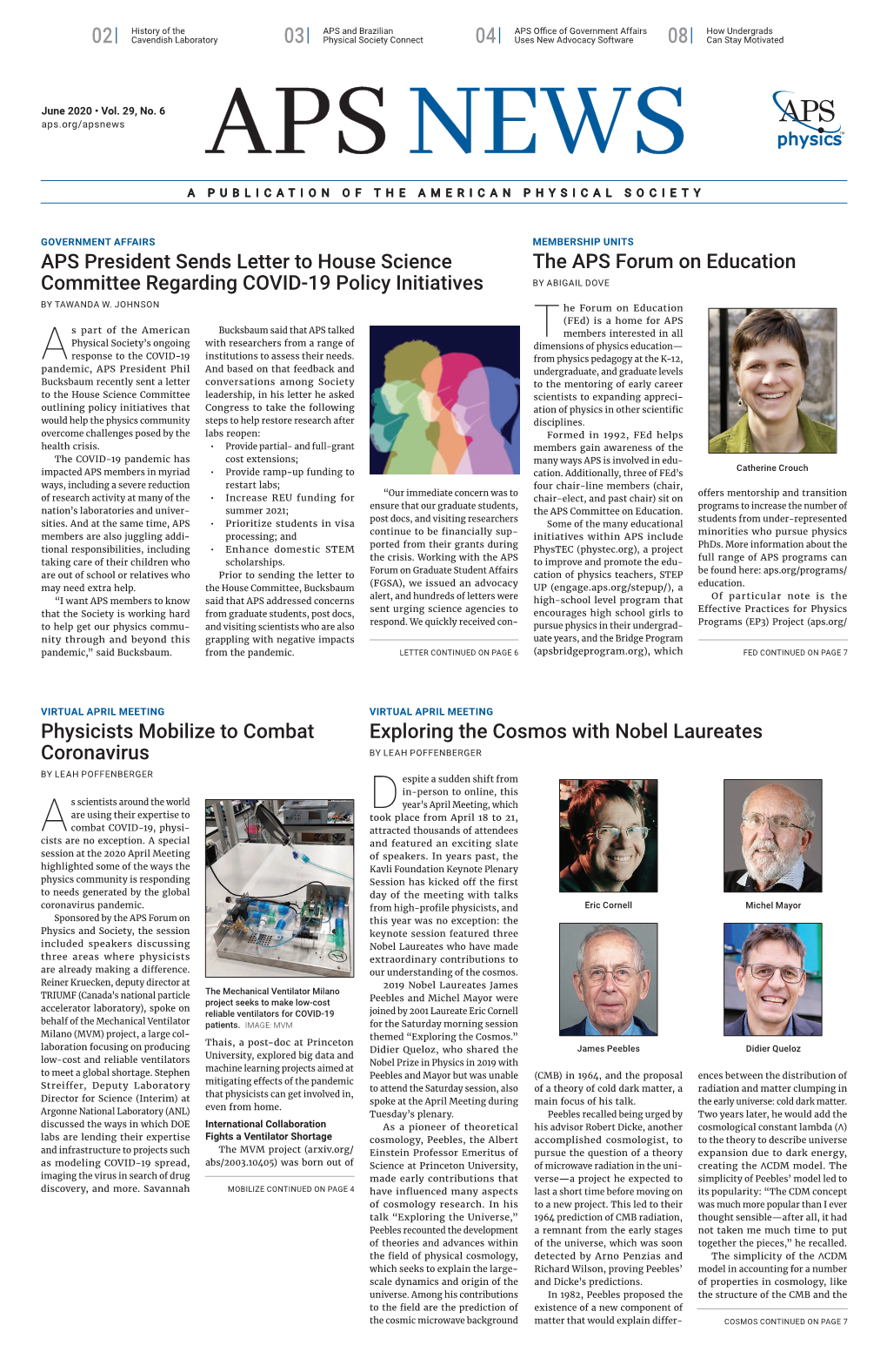 APS News June 2020 Vol. 29, No, 6