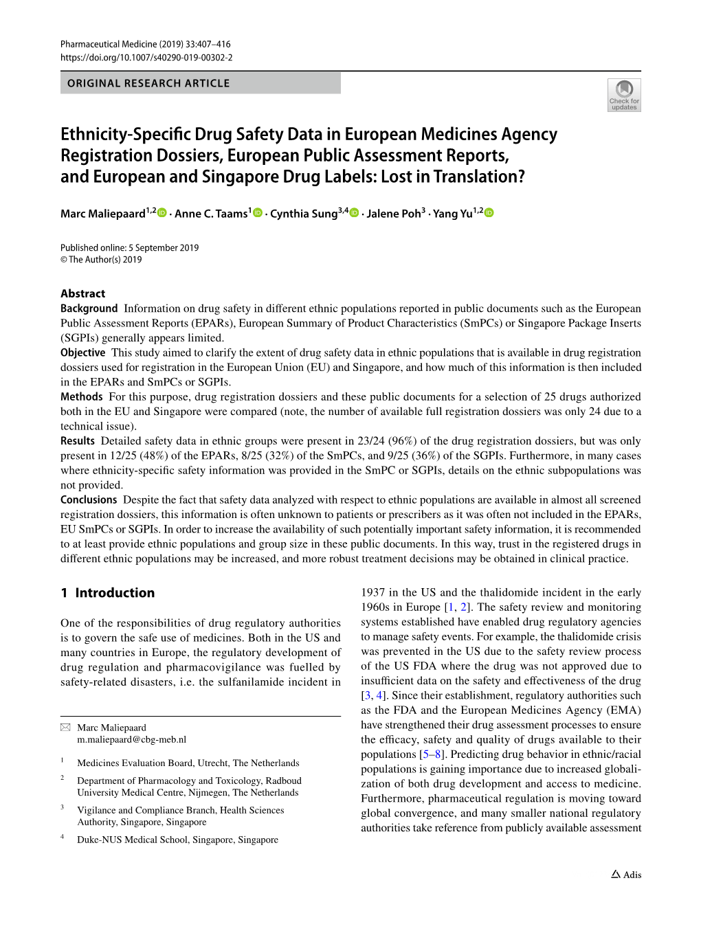 Ethnicity-Specific Drug Safety Data in European Medicines Agency