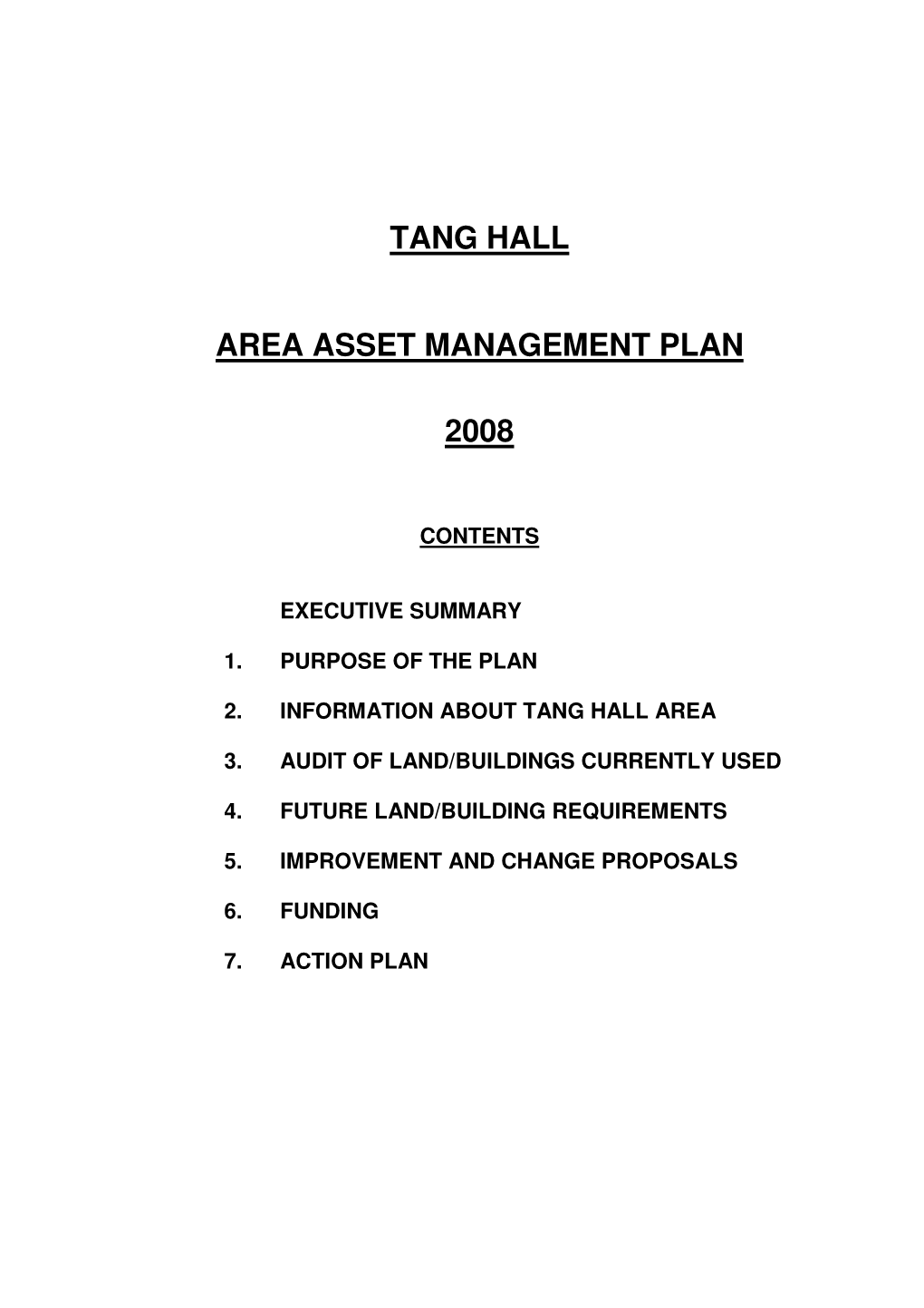 Tang Hall Area Asset Management Plan 2008