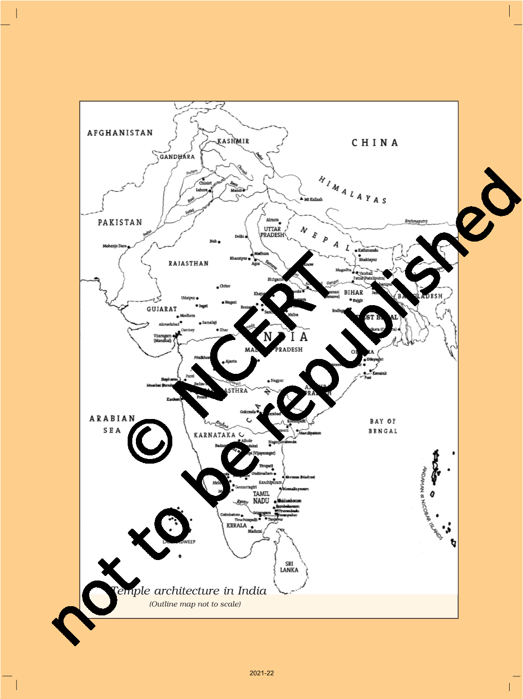 Temple Architecture in India (Outline Map Not to Scale)