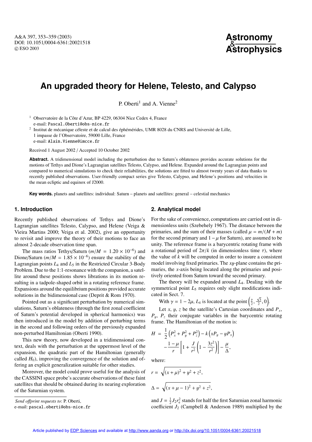 An Upgraded Theory for Helene, Telesto, and Calypso