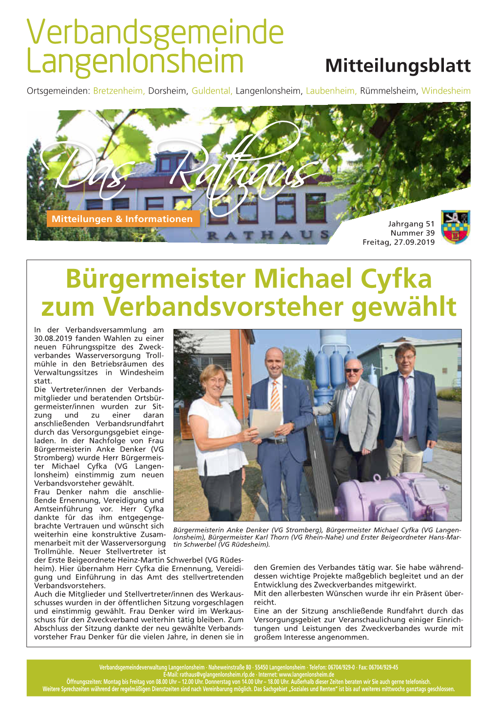Bürgermeister Michael Cyfka Zum Verbandsvorsteher Gewählt