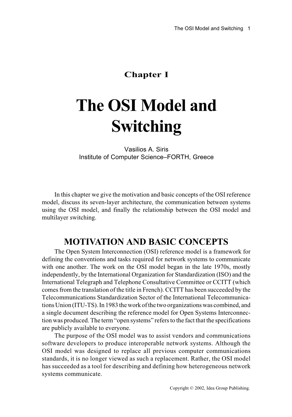 The OSI Model and Switching 1