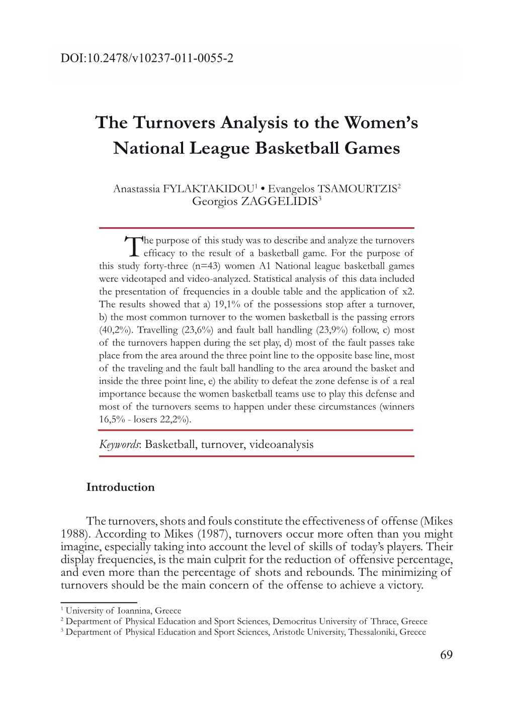 The Turnovers Analysis to the Women's National League