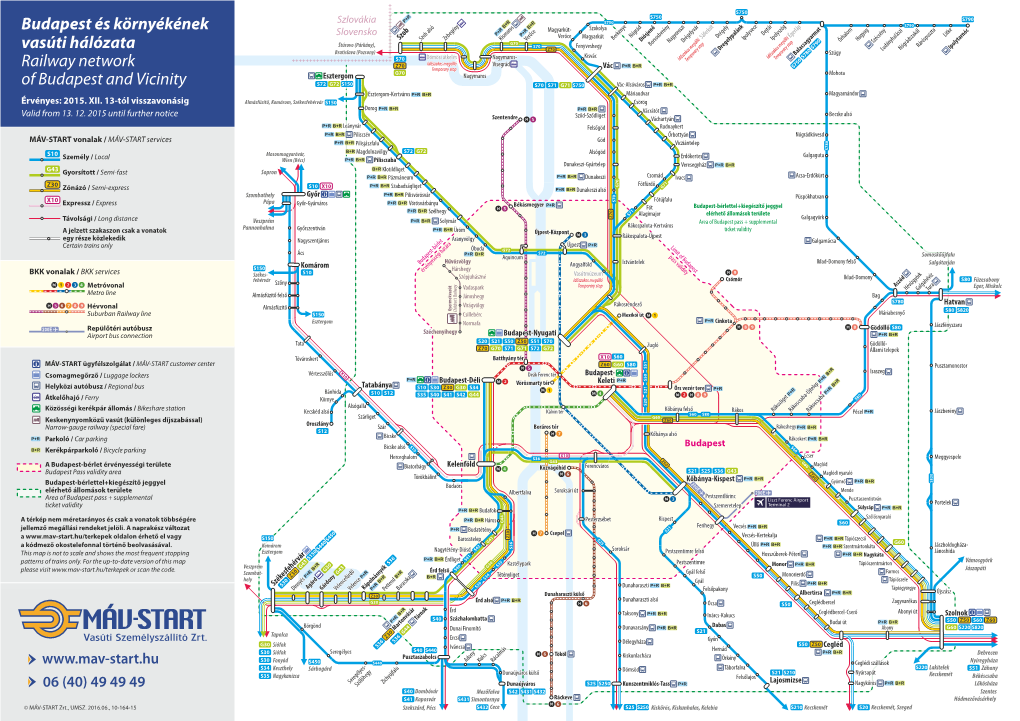 Budapest És Környékének Vasúti Hálózata Railway Network of Budapest and Vicinity