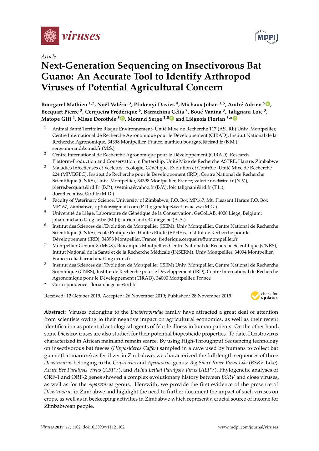 Next-Generation Sequencing on Insectivorous Bat Guano: an Accurate Tool to Identify Arthropod Viruses of Potential Agricultural Concern