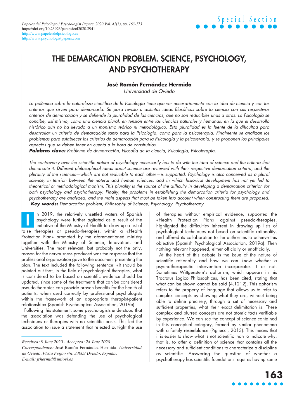The Demarcation Problem. Science, Psychology, and Psychotherapy