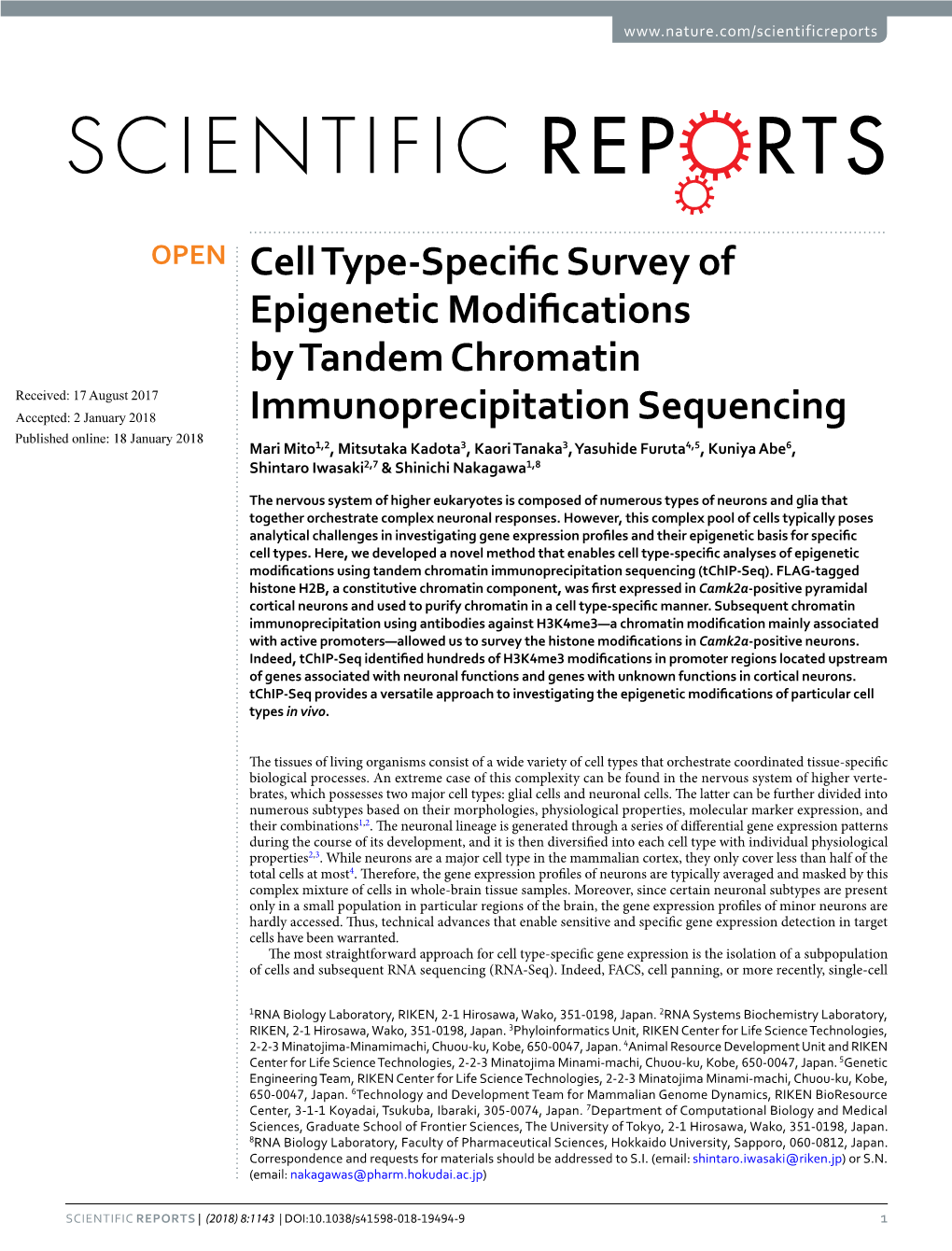 Cell Type-Specific Survey of Epigenetic Modifications By