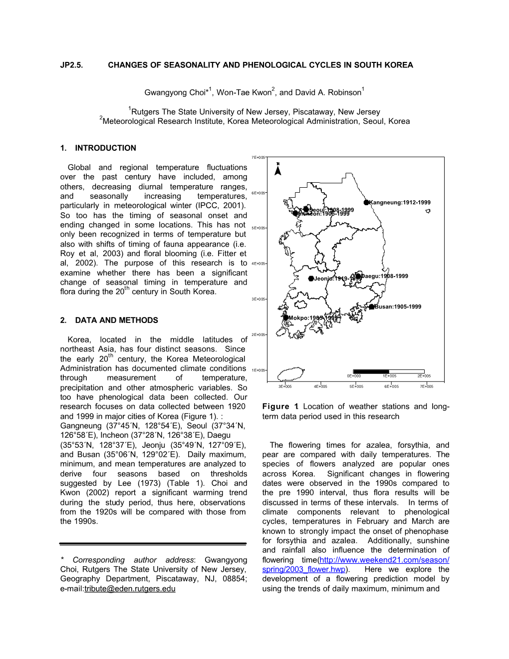 Jp2.5. Changes of Seasonality and Phenological Cycles in South Korea