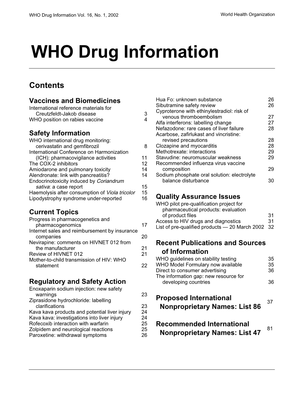 WHO Drug Information Vol