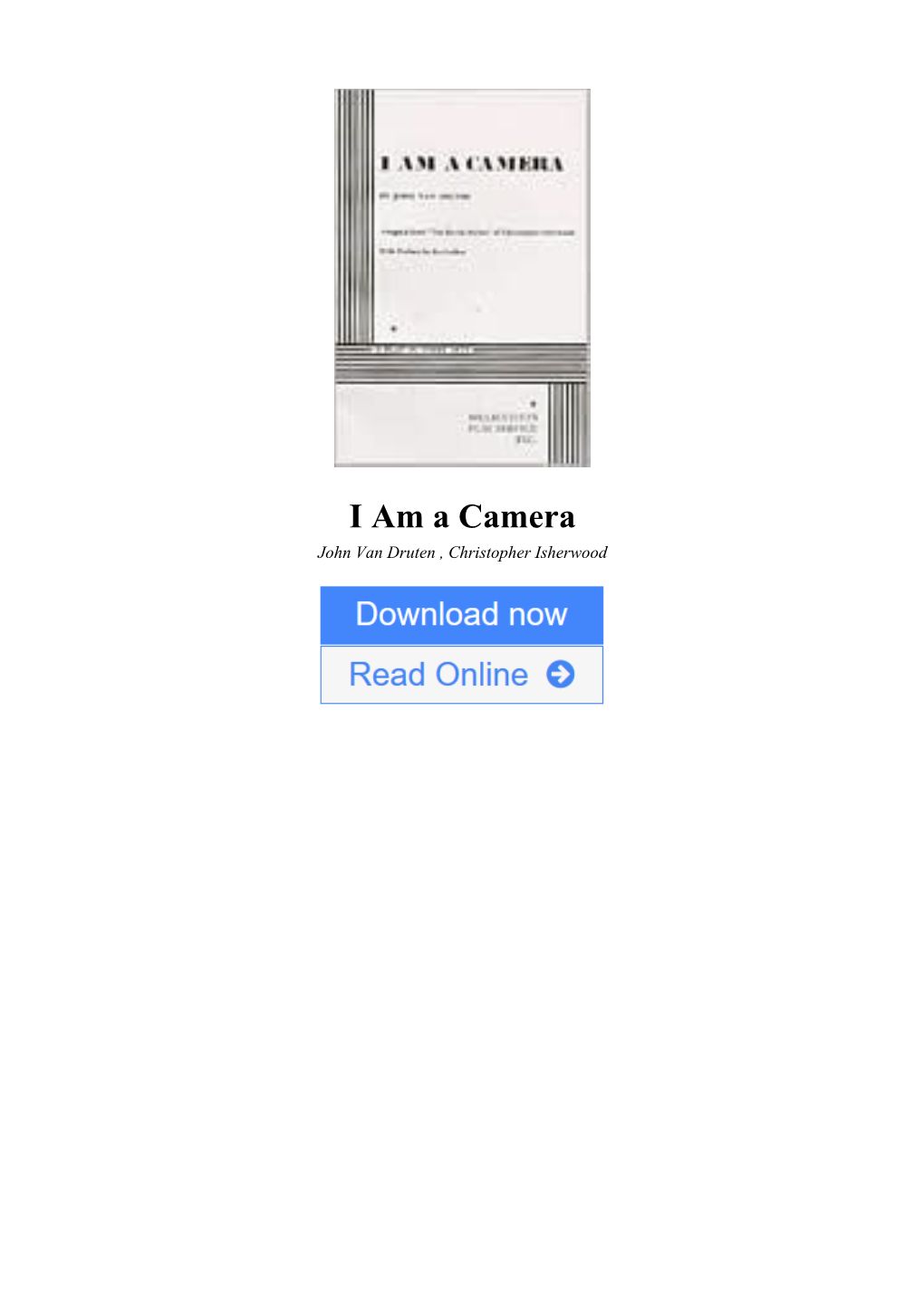 I Am a Camera by John Van Druten , Christopher Isherwood