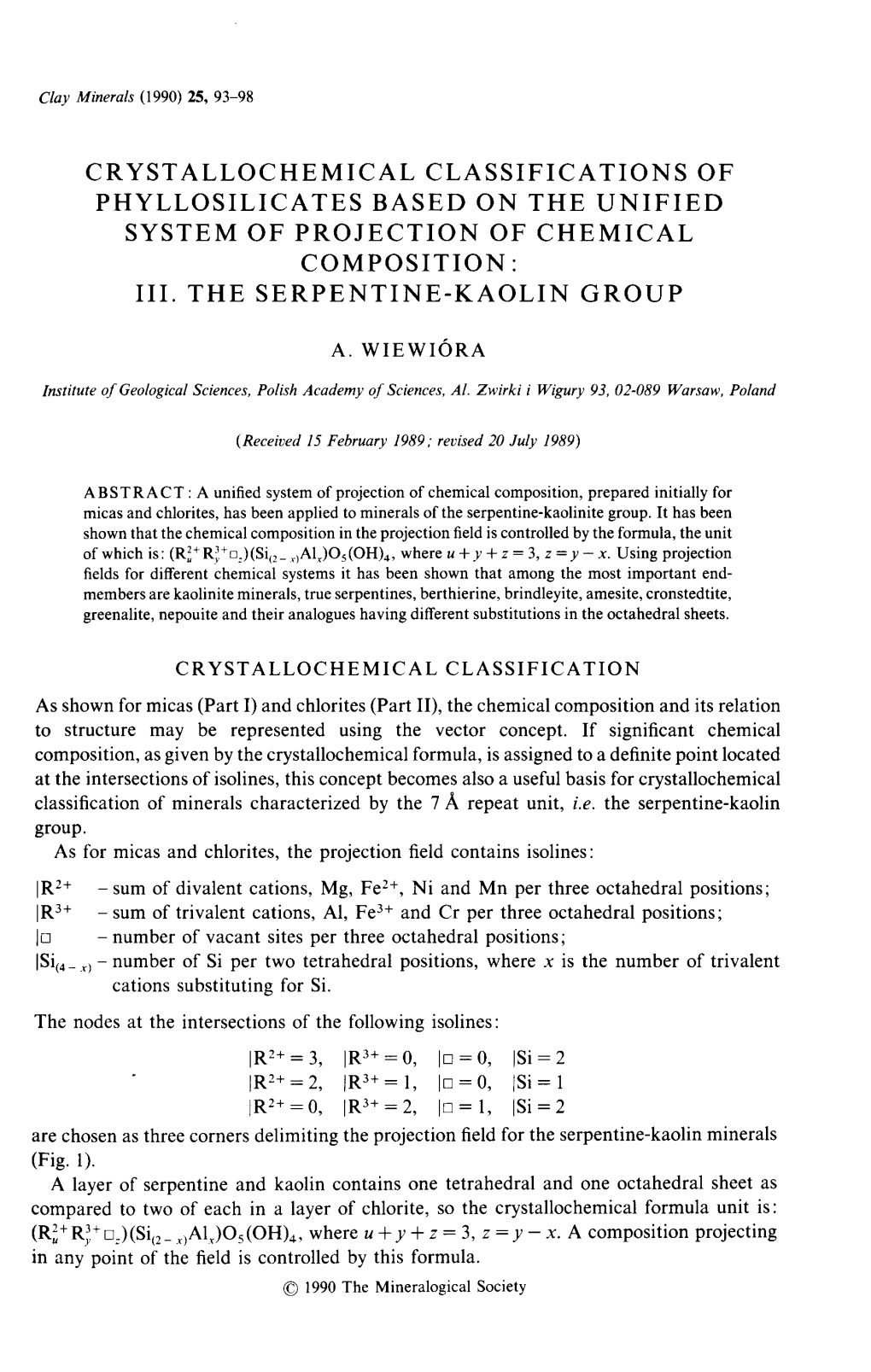 Iii. the Serpentine-Kaolin Group