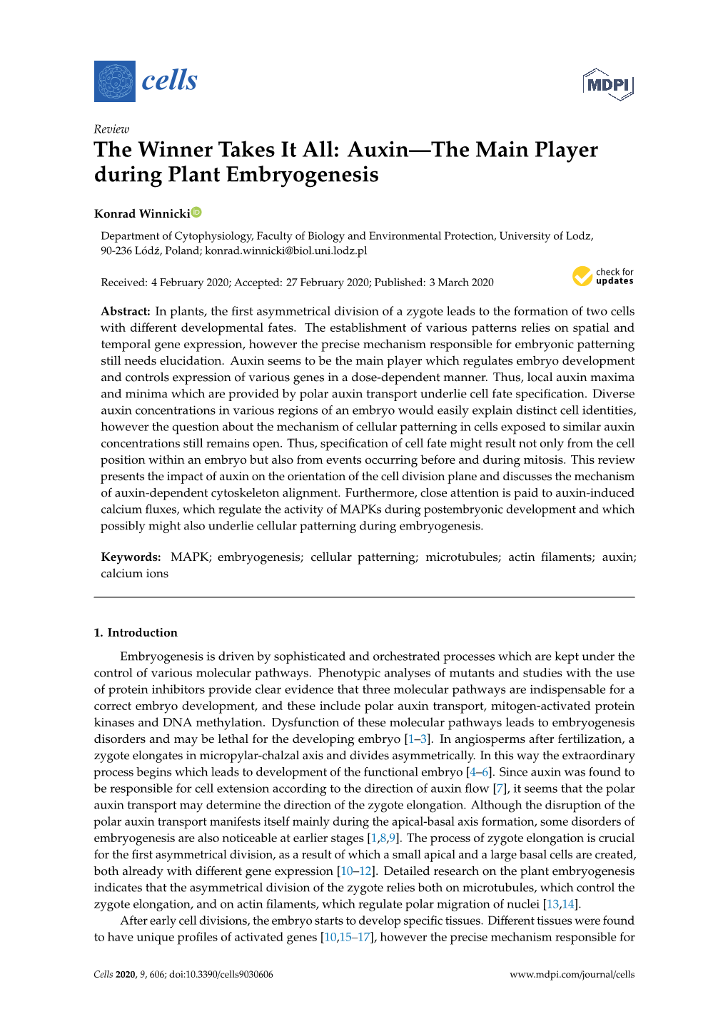 Auxin—The Main Player During Plant Embryogenesis