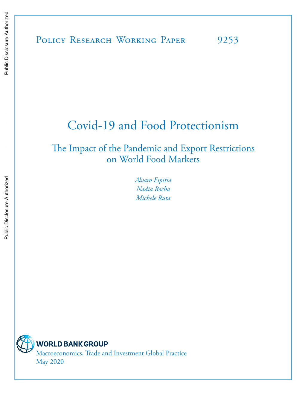 COVID-19 and Food Protectionism: the Impact of the Pandemic And