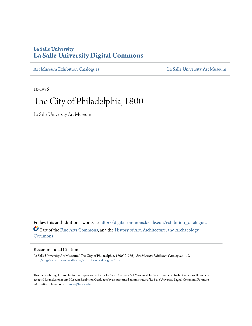 The City of Philadelphia, 1800