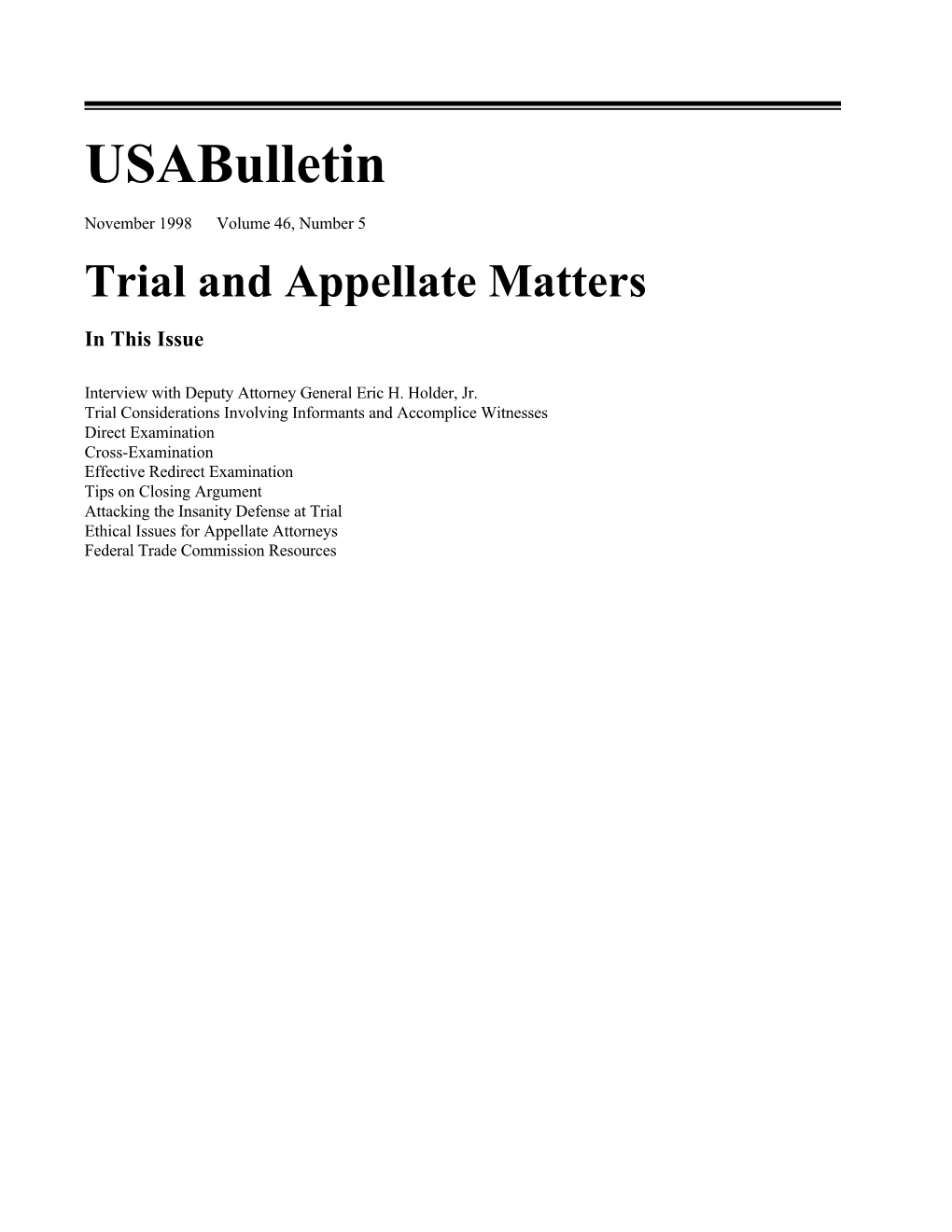 Trial and Appellate Matters