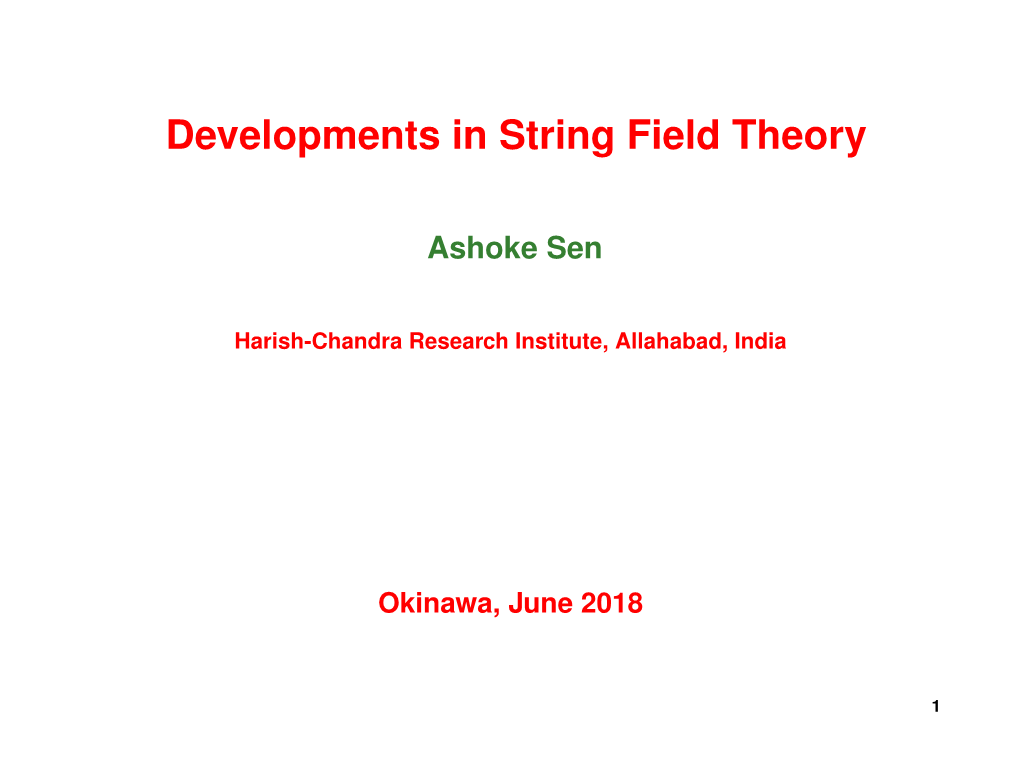 Developments in String Field Theory