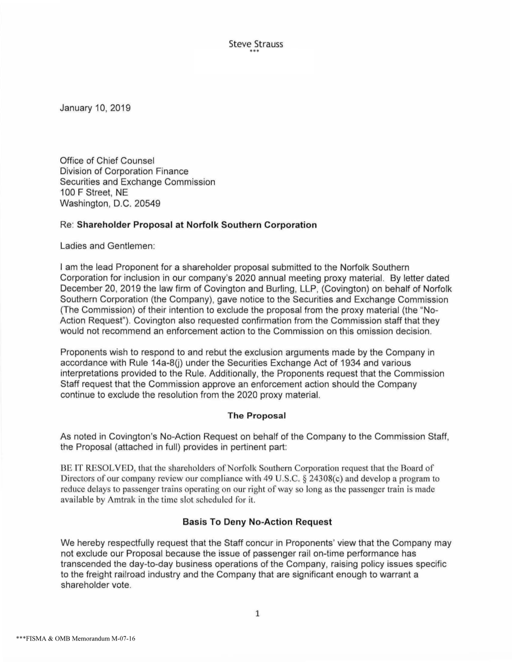 Norfolk Southern Corporation; Rule 14A-8 No-Action Letter