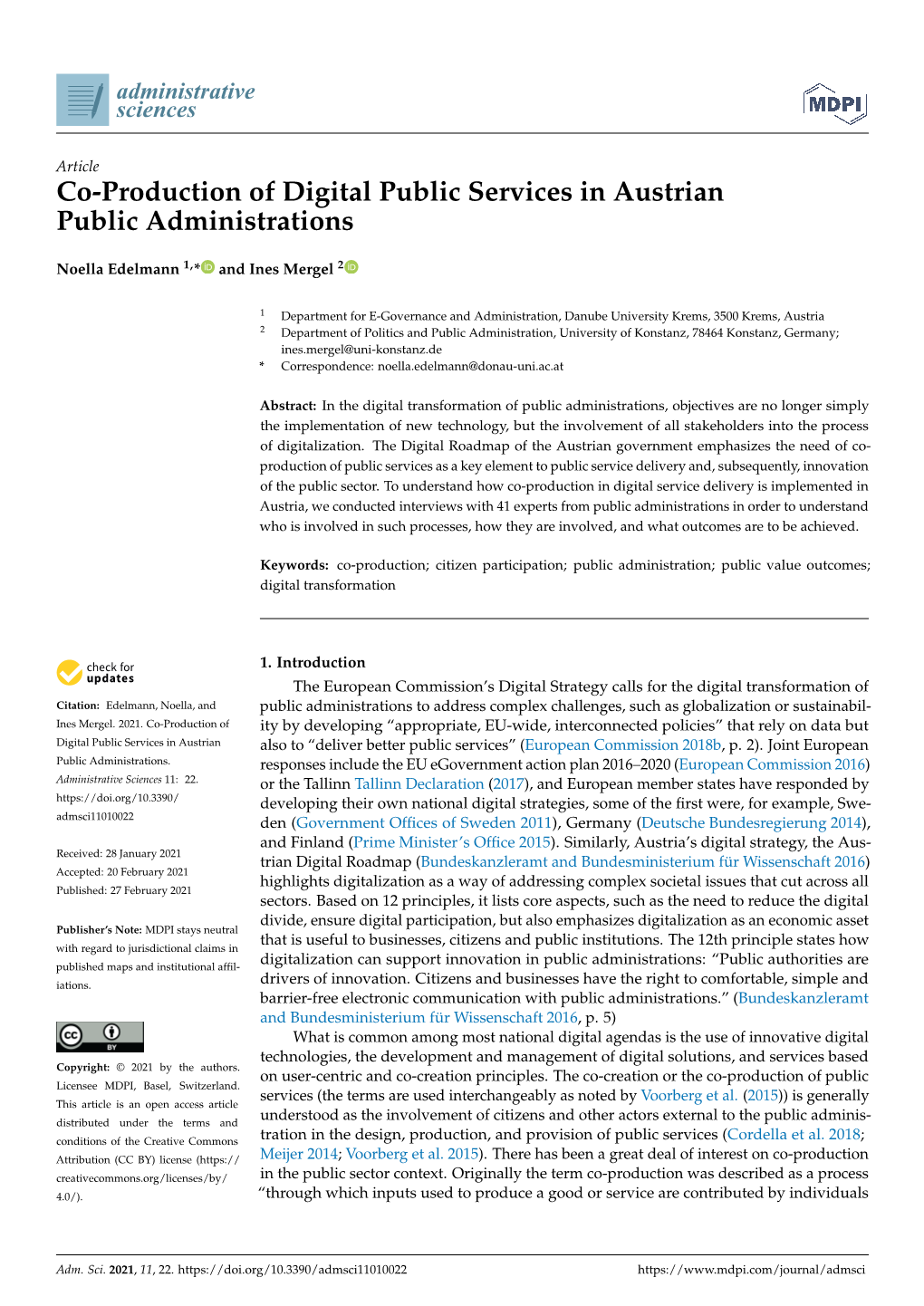Co-Production of Digital Public Services in Austrian Public Administrations