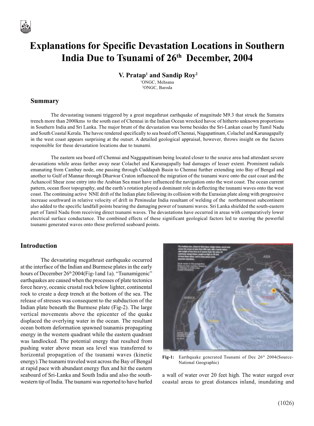 Explanations for Specific Devastation Locations in Southern India Due to Tsunami of 26Th December, 2004