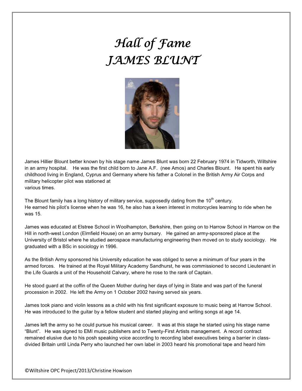 Hall of Fame JAMES BLUNT