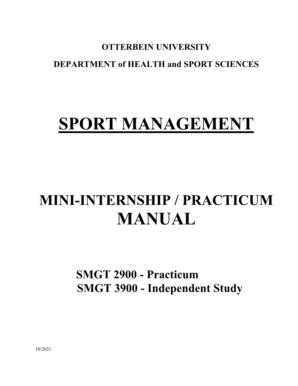 Sport Management Mini-Internship Guidelines