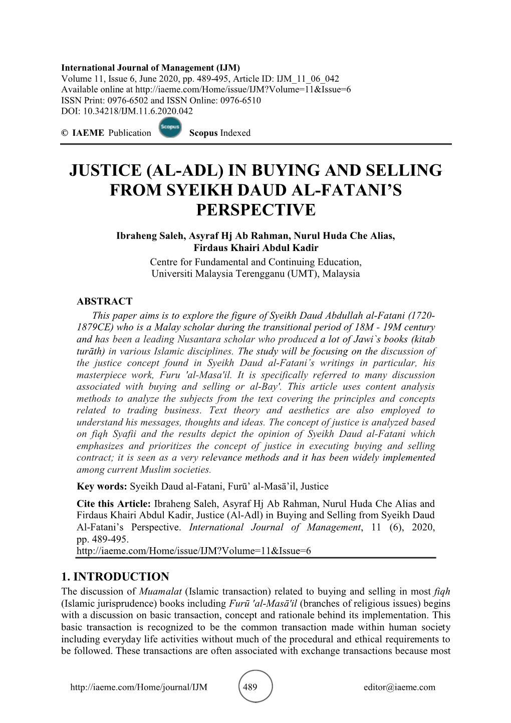 In Buying and Selling Al from Syeikh Daud Al-Fatani's Perspective