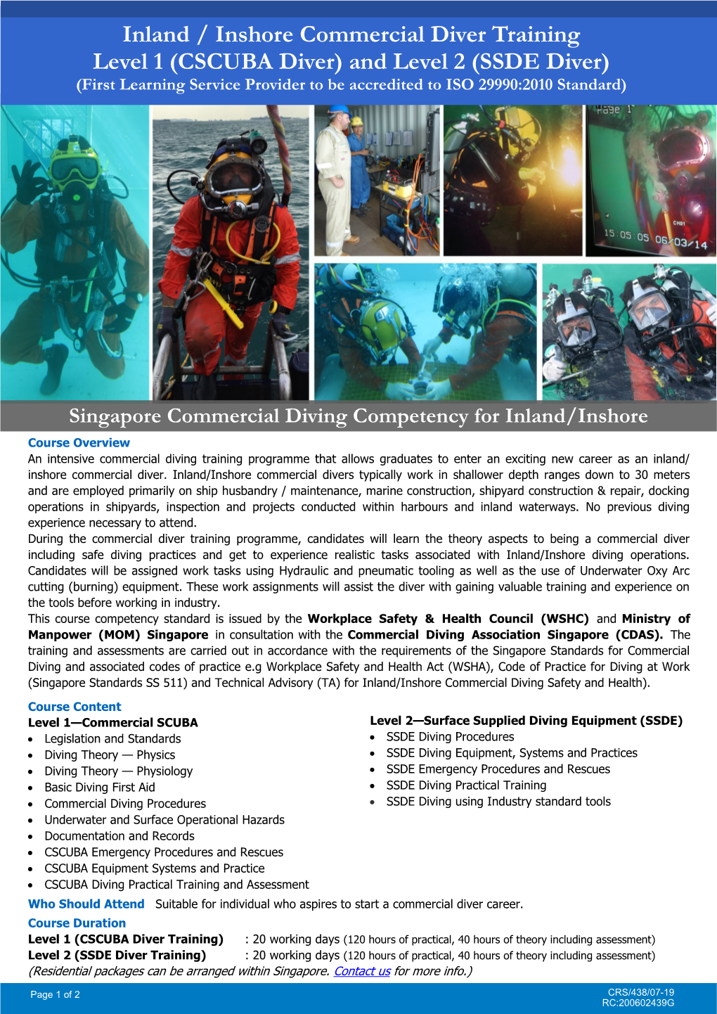 Inland / Inshore Commercial Diver Training Level 1