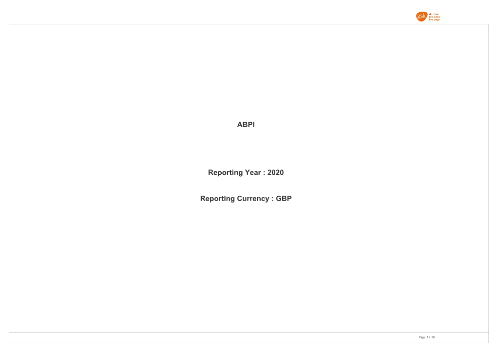 ABPI Reporting Year : 2020 Reporting Currency