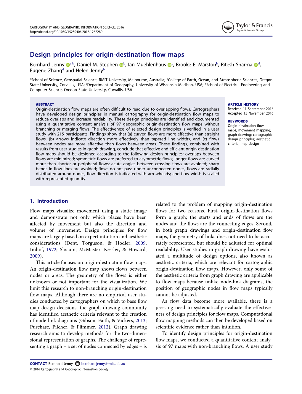 Design Principles for Origin-Destination Flow Maps Bernhard Jenny A,B, Daniel M