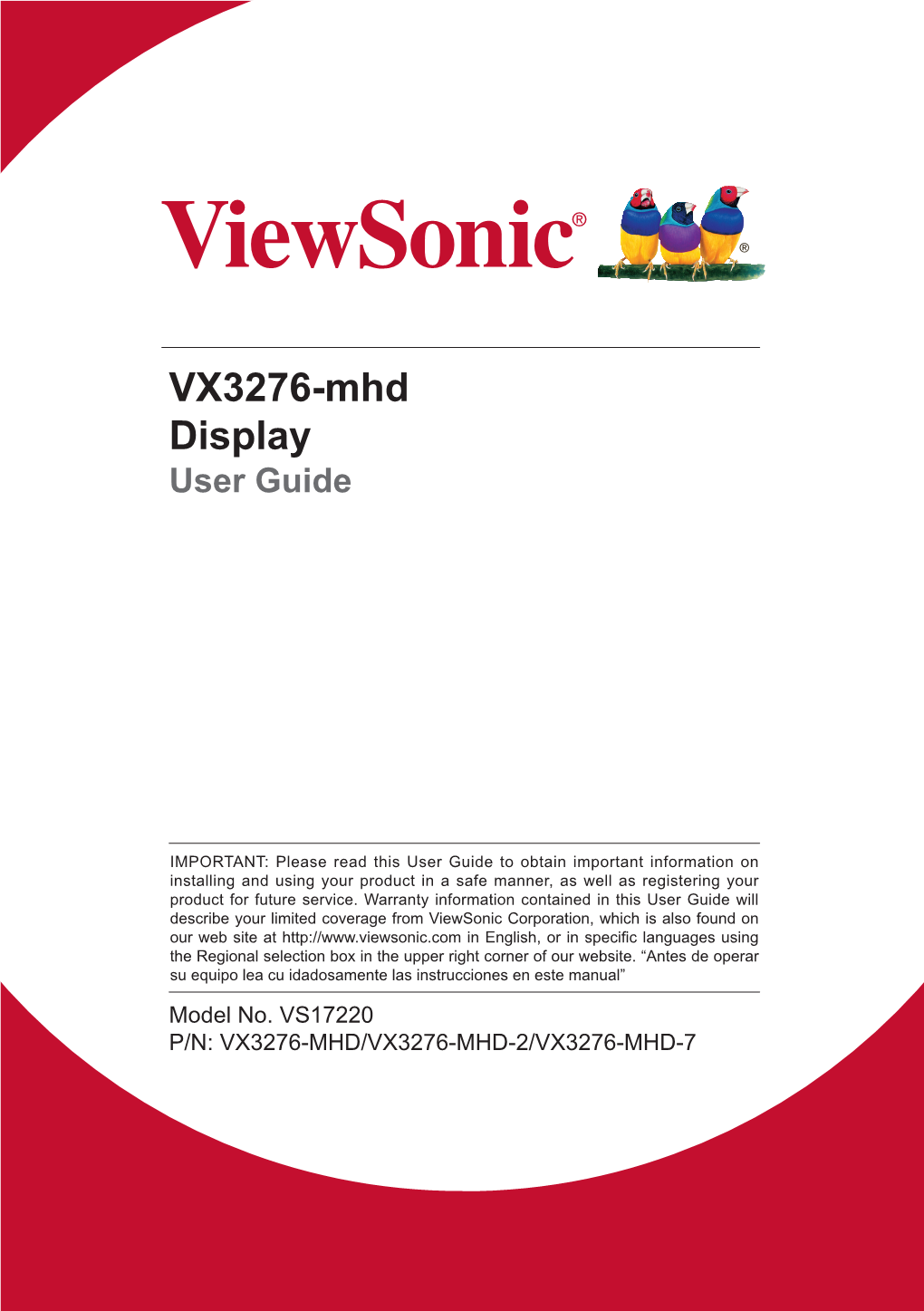 VX3276-Mhd Display User Guide