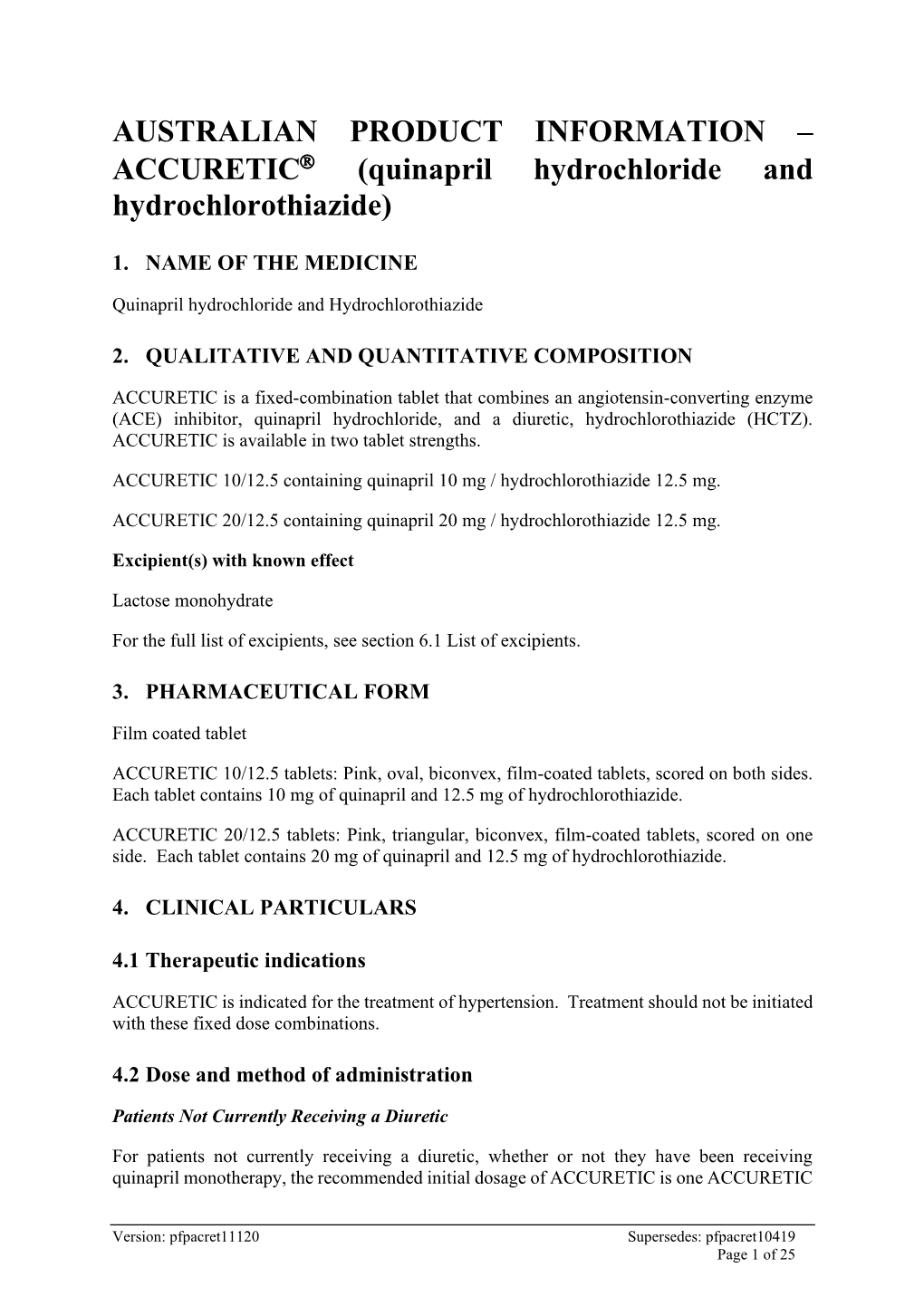 Quinapril Hydrochloride and Hydrochlorothiazide)