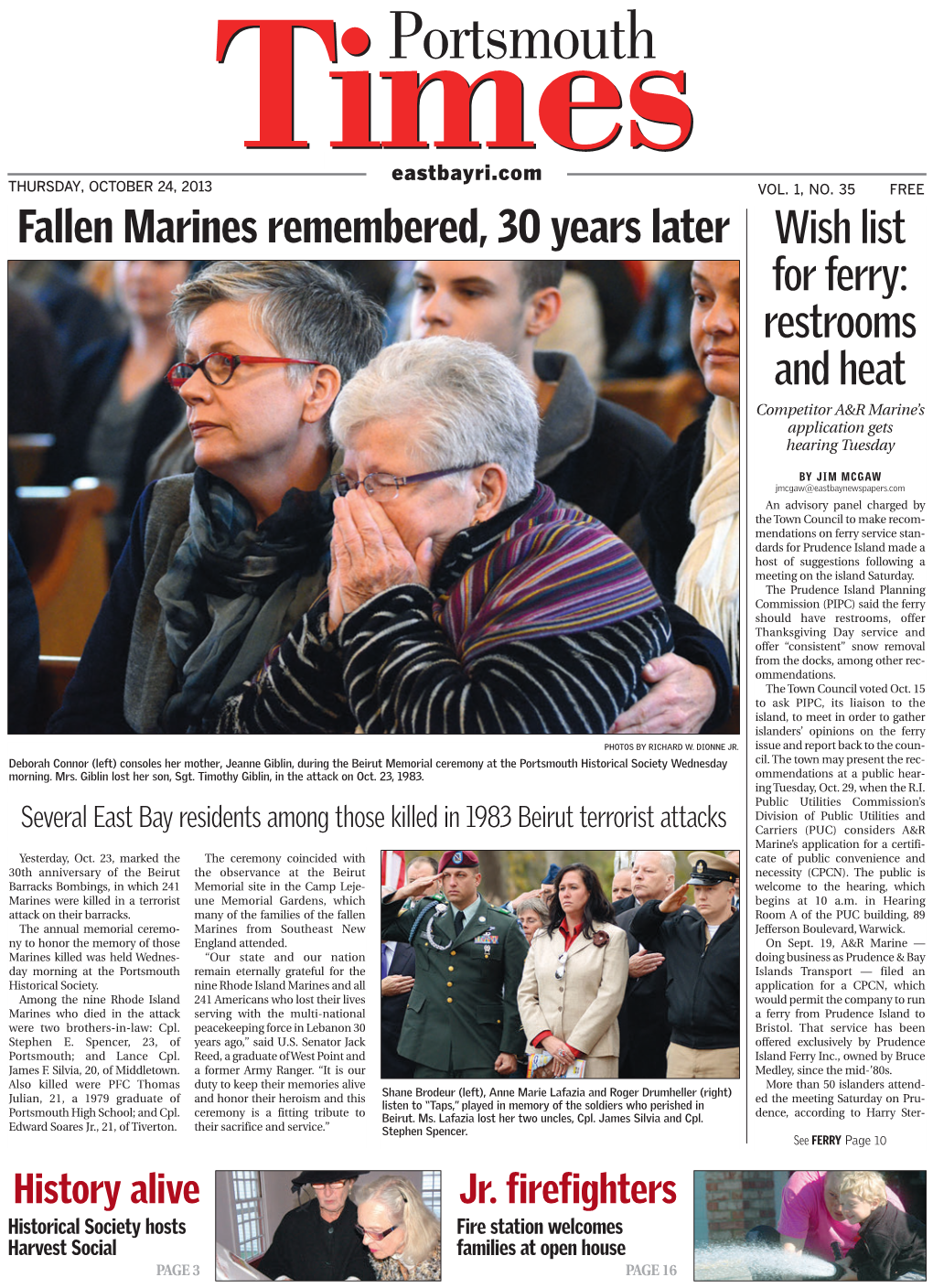 Restrooms and Heat Fallen Marines Remembered, 30 Years Later