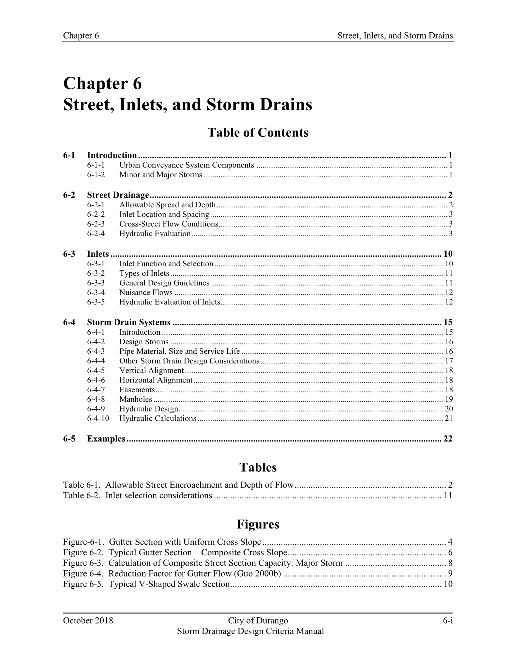 Chapter 6 Street, Inlets, and Storm Drains