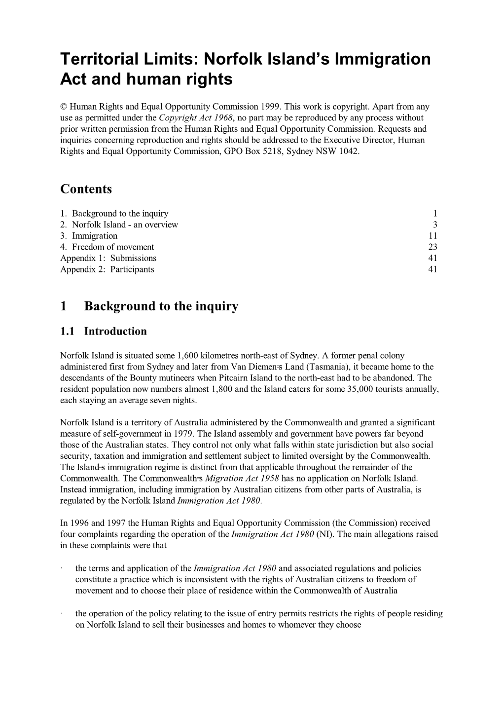 Territorial Limits: Norfolk Island's Immigration Act and Human Rights