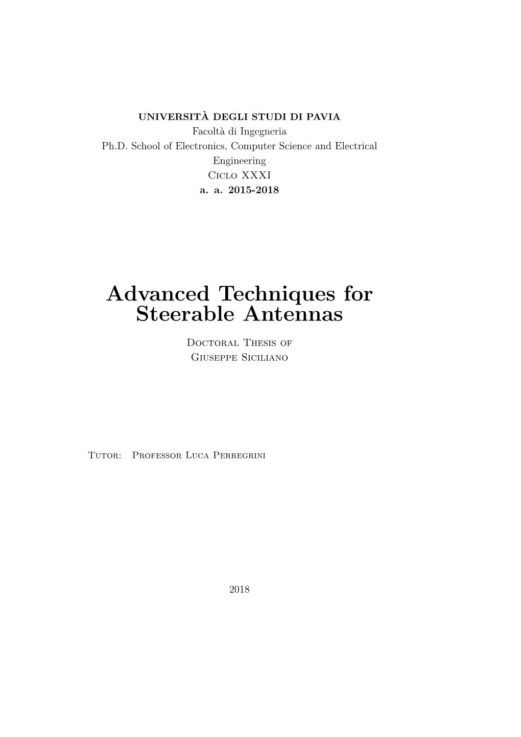 Advanced Techniques for Steerable Antennas