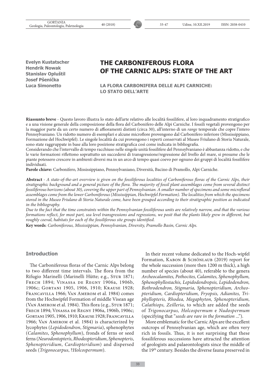 The Carboniferous Flora of the Carnic