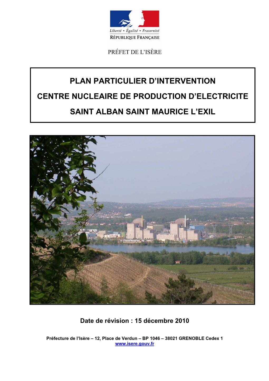 Plan Particulier D'intervention Centre Nucleaire De Production D'electricite Saint Alban Saint Maurice L'exil