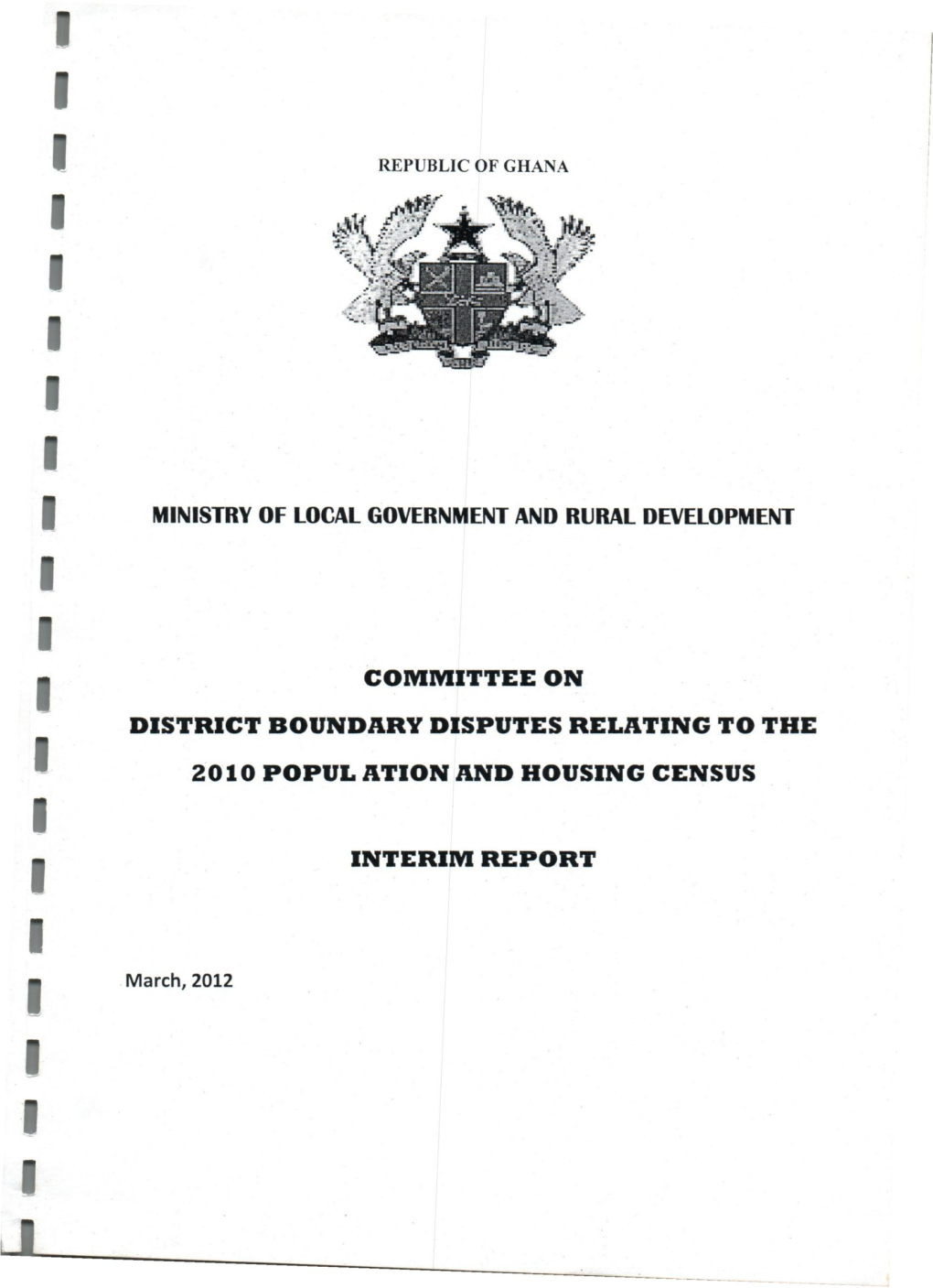 Committee on District Boundary Disputes Relating to the 2010 Popul Ation and Housing Census