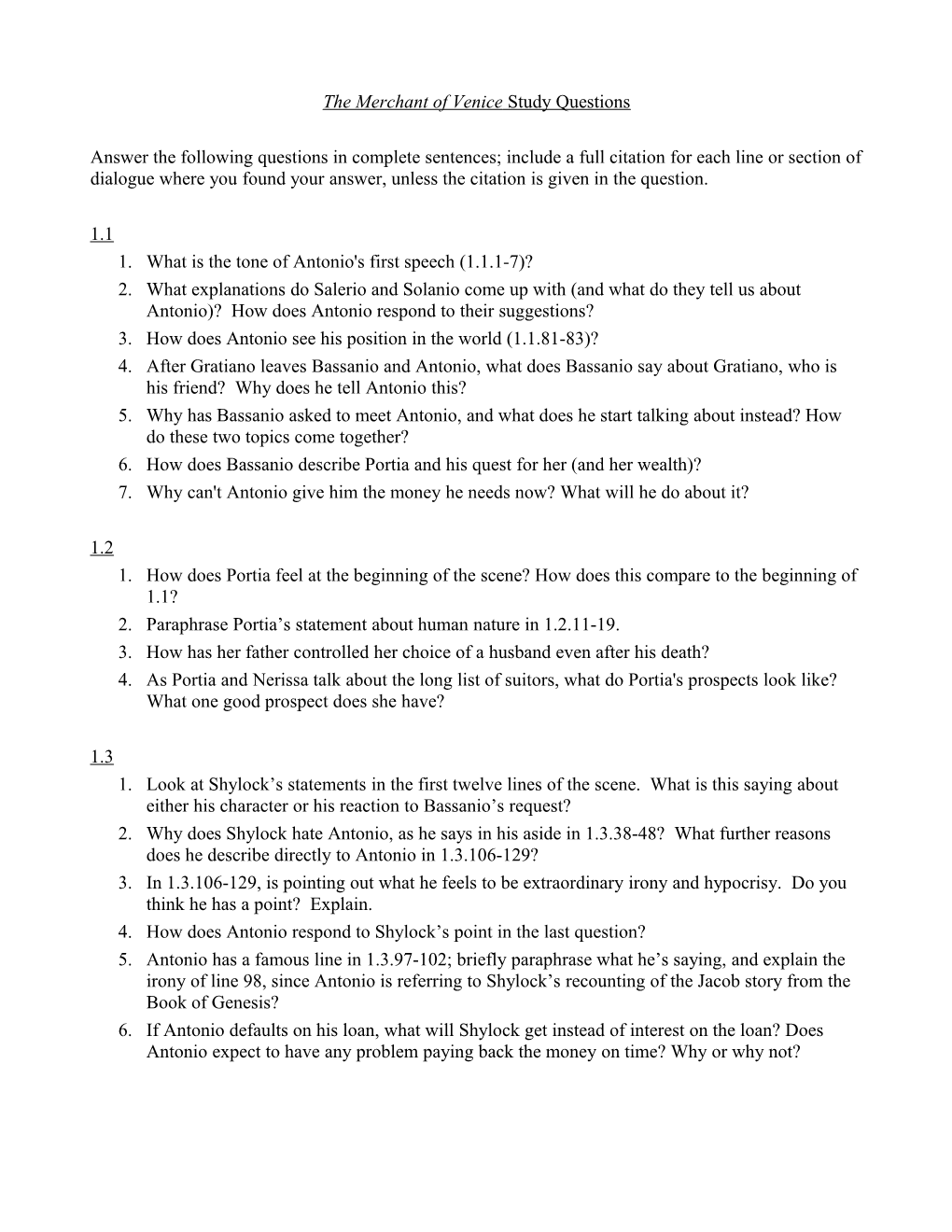 A Midsummer Night S Dream Study Questions