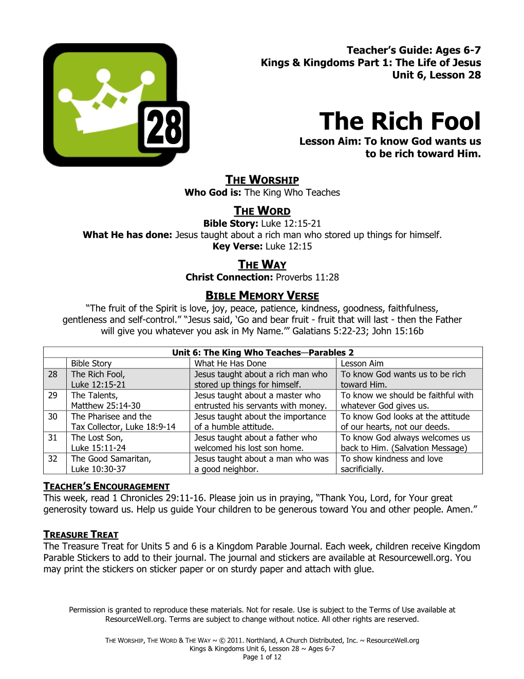 The Rich Fool Lesson Aim: to Know God Wants Us to Be Rich Toward Him